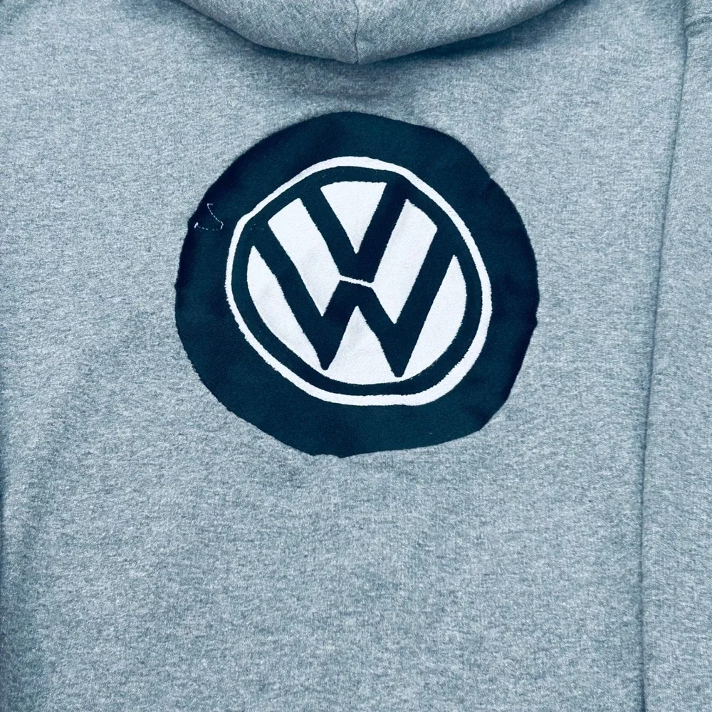 Gildan Volkswagen VW‎ Logo Graphic Zip Up Hoodie Heather Grey Mens Large